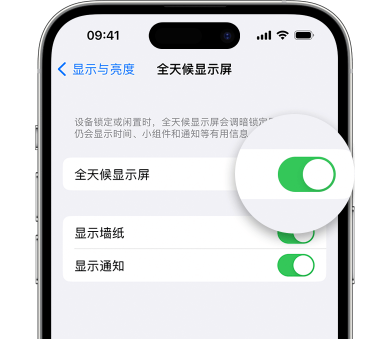 浙江苹果15预约维修分享iPhone15如何设置全天候显示屏幕可见 